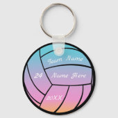 Gepersonaliseerde teamnaam Roze Paarse volleybal Sleutelhanger (Achterkant)