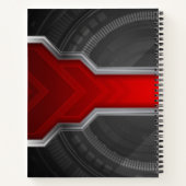 Gepersonaliseerde techno-thema rood en zwart notitieboek (Achterkant)