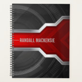 Gepersonaliseerde techno-thema rood en zwart planner (Voorkant)