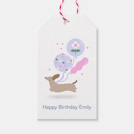 Gepersonaliseerde teckel liefhebber verjaardagsfee cadeaulabel (Voorkant)