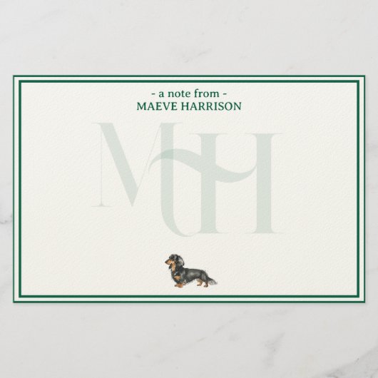 Gepersonaliseerde Teckel Monogram Kaart Set (Voorkant)