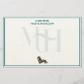 Gepersonaliseerde Teckel Monogram Kaart Set (Voorkant)