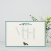 Gepersonaliseerde Teckel Monogram Kaart Set (Staand voorkant)