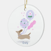 Gepersonaliseerde Teckel Verjaardagsfeest Hondenli Keramisch Ornament (Links)