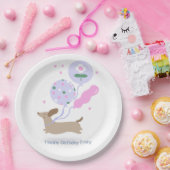 Gepersonaliseerde Teckel Verjaardagsfeest Hondenli Papieren Bordje (Feest)