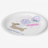 Gepersonaliseerde Teckel Verjaardagsfeest Hondenli Papieren Bordje (Gekanteld)