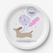 Gepersonaliseerde Teckel Verjaardagsfeest Hondenli Papieren Bordje (Voorkant)