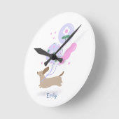 Gepersonaliseerde Teckel Verjaardagsfeest Hondenli Ronde Klok (Hoek)