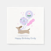 Gepersonaliseerde Teckel Verjaardagsfeest Hondenli Servet (Voorkant)