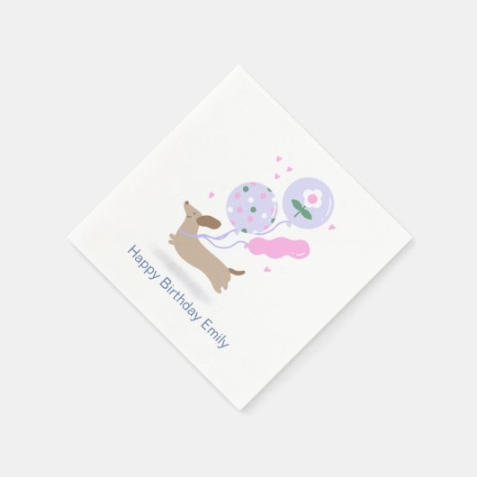 Gepersonaliseerde Teckel Verjaardagsfeest Hondenli Servet (Hoek)