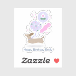 Gepersonaliseerde Teckel Verjaardagsfeest Hondenli Sticker