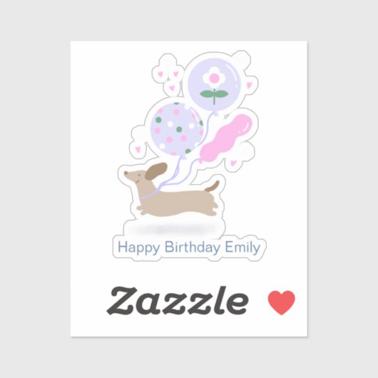 Gepersonaliseerde Teckel Verjaardagsfeest Hondenli Sticker (Vel)