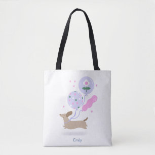 Gepersonaliseerde Teckel Verjaardagsfeest Hondenli Tote Bag