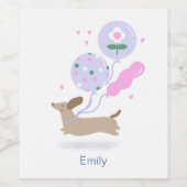 Gepersonaliseerde Teckel Verjaardagsfeest Hondenli Wijn Etiket (Enkel label)