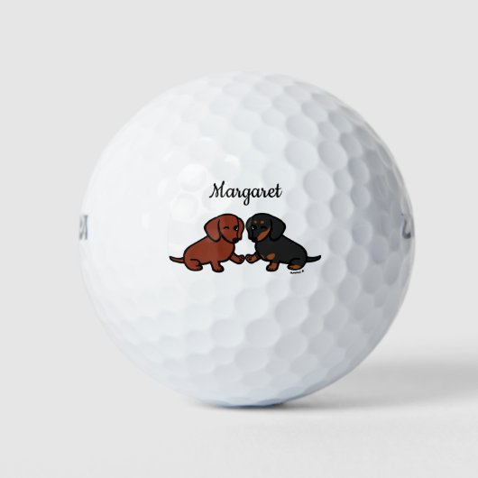 Gepersonaliseerde Teckel Vrienden 2 Golfballen (Voorkant)