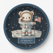Gepersonaliseerde Teddy Astronaut Boy Party Bord (Voorkant)