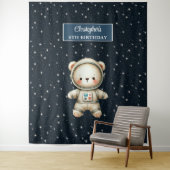 Gepersonaliseerde Teddy Astronaut Boy Verjaardag A Wandkleed (In situ)