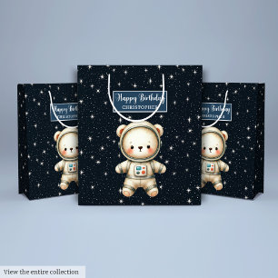 Gepersonaliseerde Teddy Astronaut Boy Verjaardag G Medium Cadeauzakje