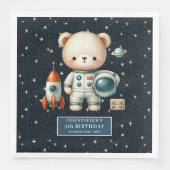 Gepersonaliseerde Teddy Astronaut Napkins Boys Par Servet (Voorkant)