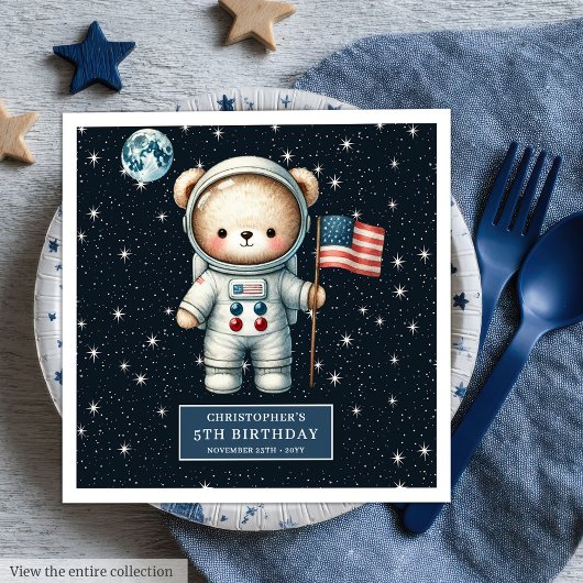 Gepersonaliseerde Teddy Astronaut Napkins Space Pa Servet