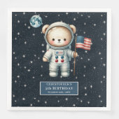 Gepersonaliseerde Teddy Astronaut Napkins Space Pa Servet (Voorkant)