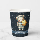 Gepersonaliseerde Teddy Bear Astronaut Boy Verjaar Papieren Bekers (Achterkant)