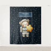 Gepersonaliseerde Teddy Bear Astronaut Party Tapes Wandkleed (Voorkant)