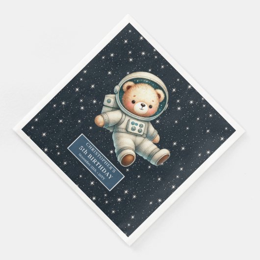 Gepersonaliseerde Teddy Bear Astronaut servetten v (Hoek)