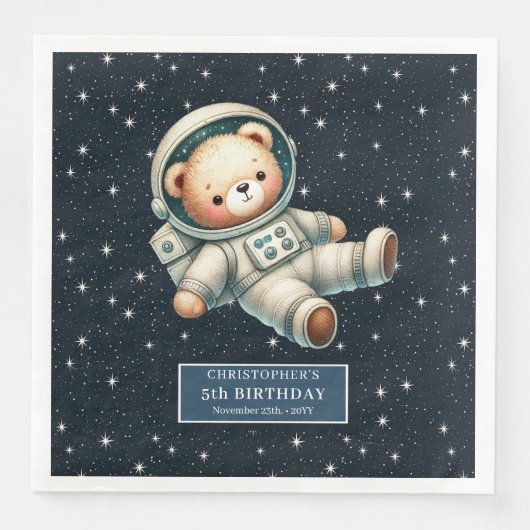 Gepersonaliseerde Teddy Bear Astronaut servetten v (Voorkant)