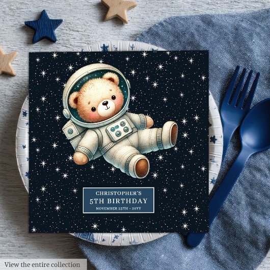 Gepersonaliseerde Teddy Bear Astronaut servetten v