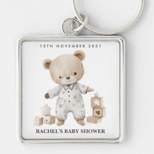 Gepersonaliseerde Teddy Bear Baby shower Sleutelha Sleutelhanger