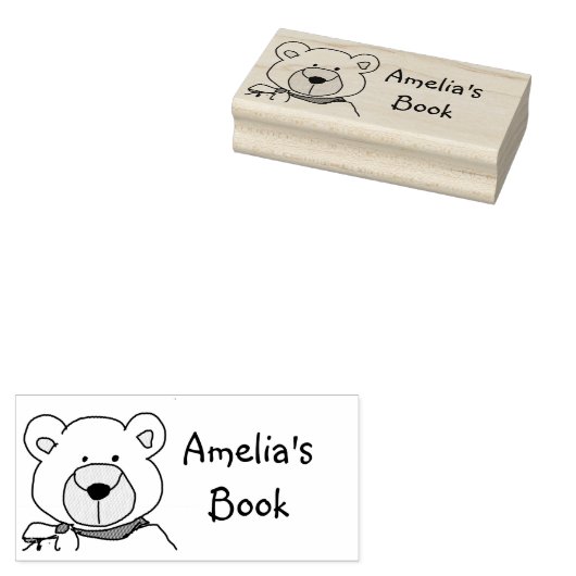 Gepersonaliseerde Teddy Bear Boekplaat Stempel (Gestempeld)