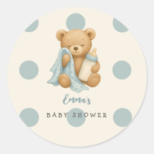 Gepersonaliseerde Teddy Bear Boy Baby shower Stick Ronde Sticker