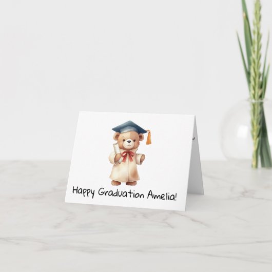 Gepersonaliseerde Teddy Bear Kindergarten Afstuder Kaart (Voorkant)