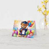 Gepersonaliseerde Teddy Bear Kindergarten Afstuder Kaart (Gele Bloem)