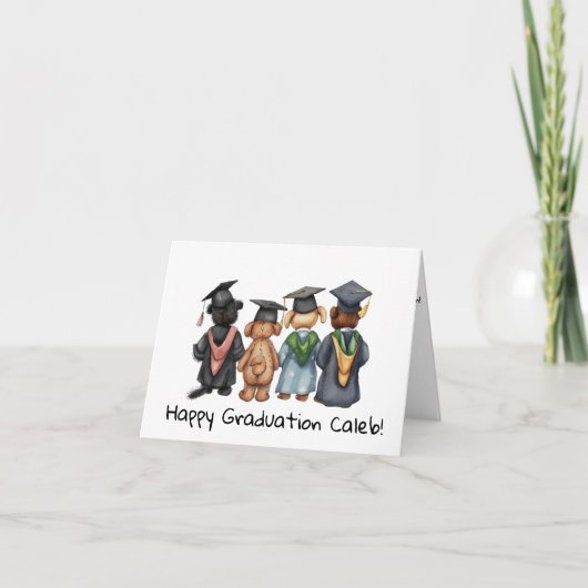 Gepersonaliseerde Teddy Bear Kindergarten Afstuder Kaart (Voorkant)