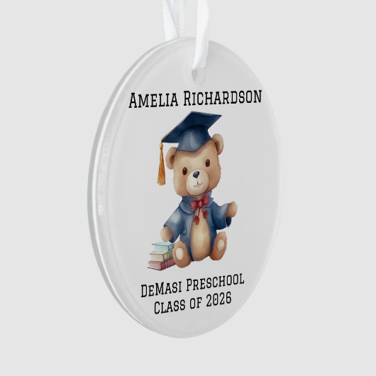 Gepersonaliseerde Teddy Bear Kindergarten Afstuder Ornament (voorkant)