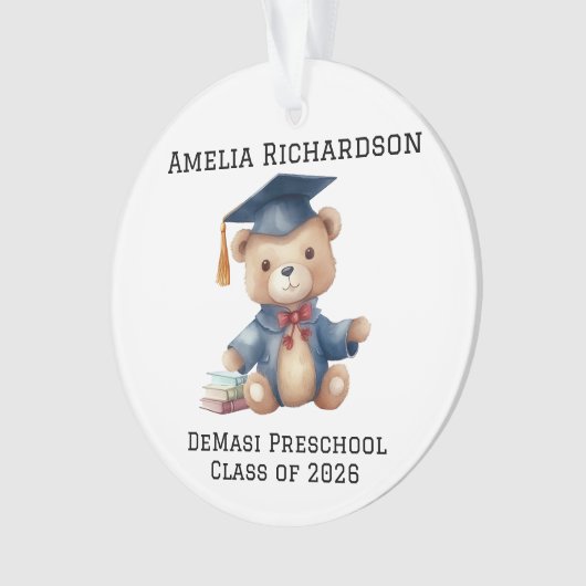 Gepersonaliseerde Teddy Bear Kindergarten Afstuder Ornament (voorkant)