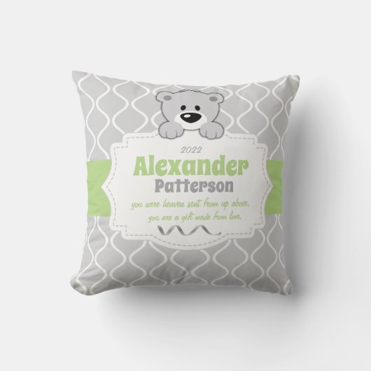Gepersonaliseerde Teddy Bear Nursery Kussen (Voorkant)