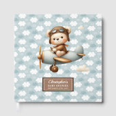 Gepersonaliseerde Teddy Bear Pilot Baby shower Gas Gastenboek (Voorkant)