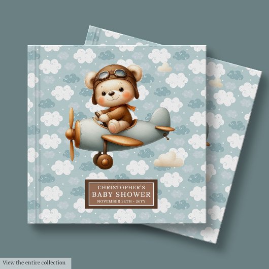 Gepersonaliseerde Teddy Bear Pilot Baby shower Gas Gastenboek