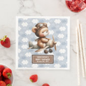 Gepersonaliseerde Teddy Bear Pilot Baby shower Par Servet (Insitu)