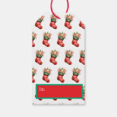 Gepersonaliseerde Teddy Bear & Stocking Christmas Cadeaulabel (Achterkant)