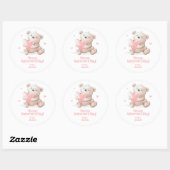 Gepersonaliseerde Teddy Bear Valentijn Ronde Sticker (Vel)