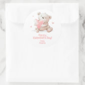 Gepersonaliseerde Teddy Bear Valentijn Ronde Sticker (Tas)
