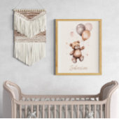Gepersonaliseerde Teddybeer met ballonnen kwekerij Poster