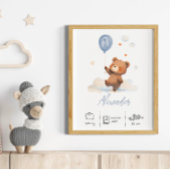 Gepersonaliseerde Teddybeer met ballonnen kwekerij Poster