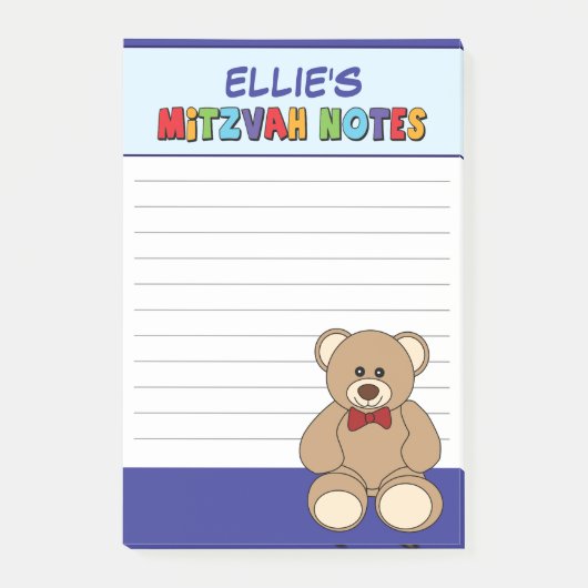 Gepersonaliseerde Teddybeer Mitswa - Blauw Post-it® Notes (Voorkant)