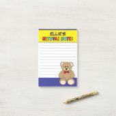Gepersonaliseerde Teddybeer Mitswa - Geel Blauw Post-it® Notes (Op bureau)