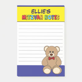 Gepersonaliseerde Teddybeer Mitswa - Geel Blauw Post-it® Notes